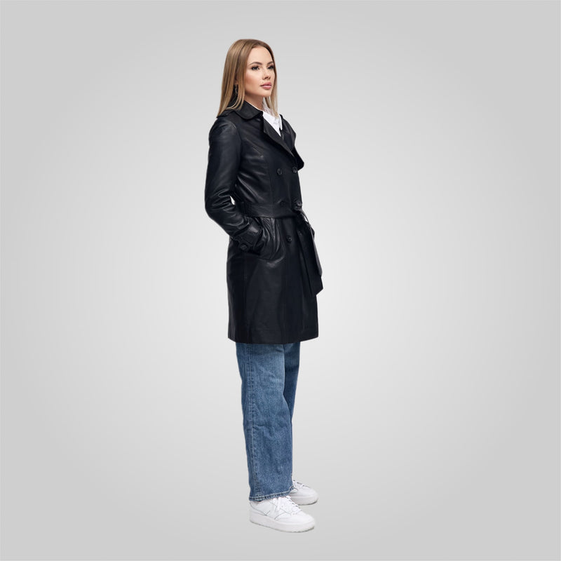 LAURE - KNEE LENGTH LEATHER TRENCH