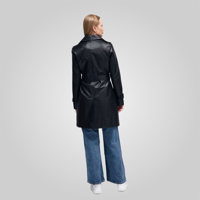 LAURE - KNEE LENGTH LEATHER TRENCH