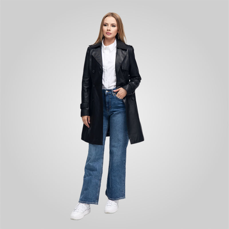 LAURE - KNEE LENGTH LEATHER TRENCH
