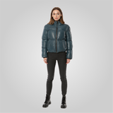 ROSA Leather Puffer Jacket With Adjustable Elastic Waist