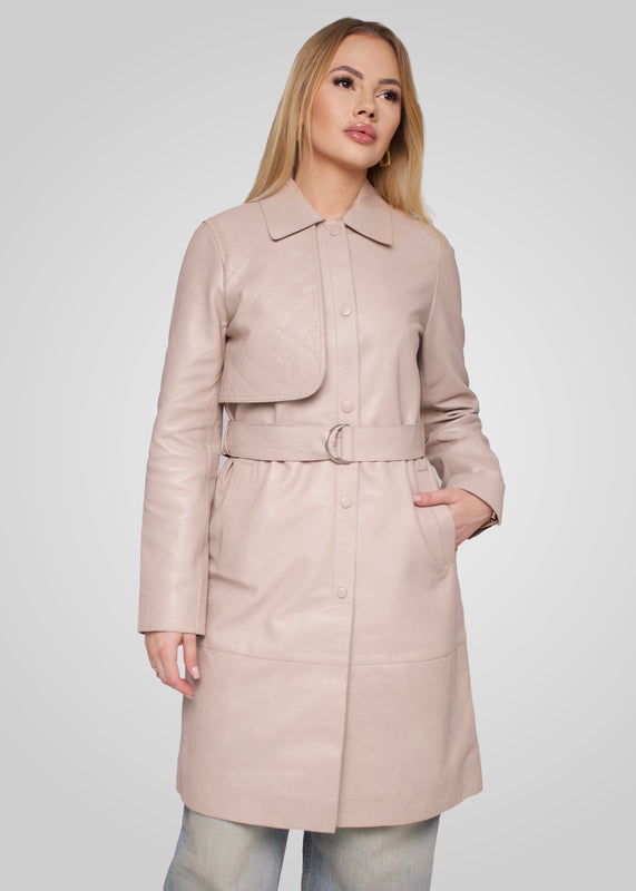 ATHEN - KNEE LENGTH LEATHER TRENCH