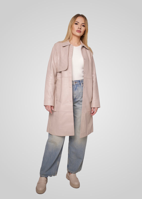 ATHEN - KNEE LENGTH LEATHER TRENCH