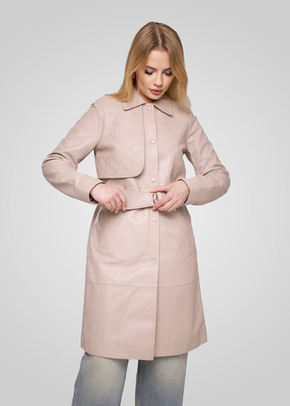 ATHEN - KNEE LENGTH LEATHER TRENCH