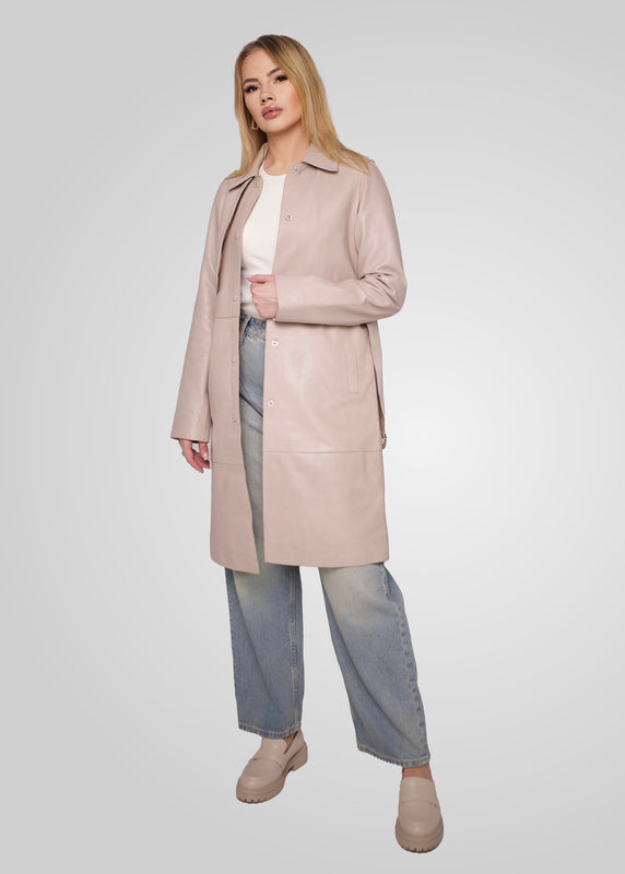 ATHEN - KNEE LENGTH LEATHER TRENCH