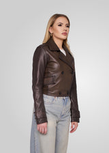 MILLIE - CROPPED DOUBLE BREASTED LEATHER JACKET