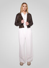 MILLIE - CROPPED DOUBLE BREASTED LEATHER JACKET