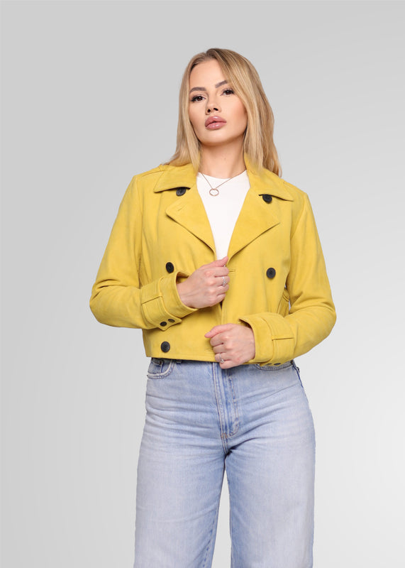 MILLIE - CROPPED DOUBLE BREASTED SUEDE JACKET