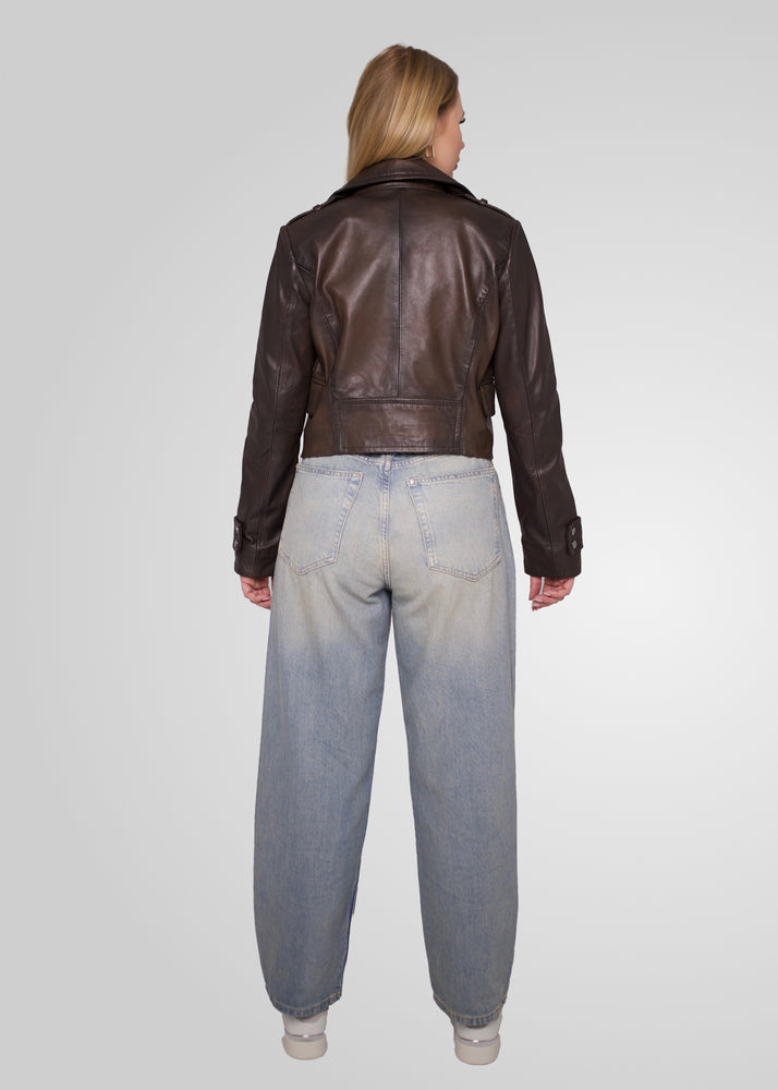 MILLIE - CROPPED DOUBLE BREASTED LEATHER JACKET