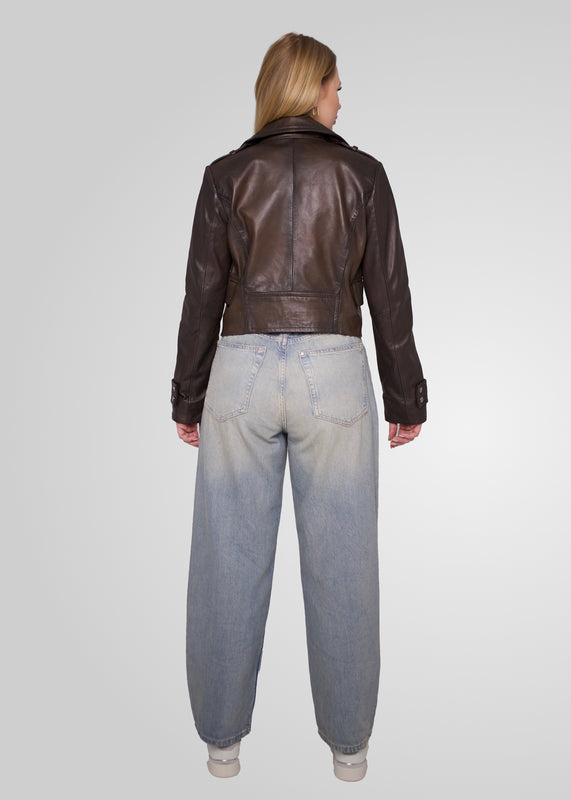 MILLIE - CROPPED DOUBLE BREASTED LEATHER JACKET
