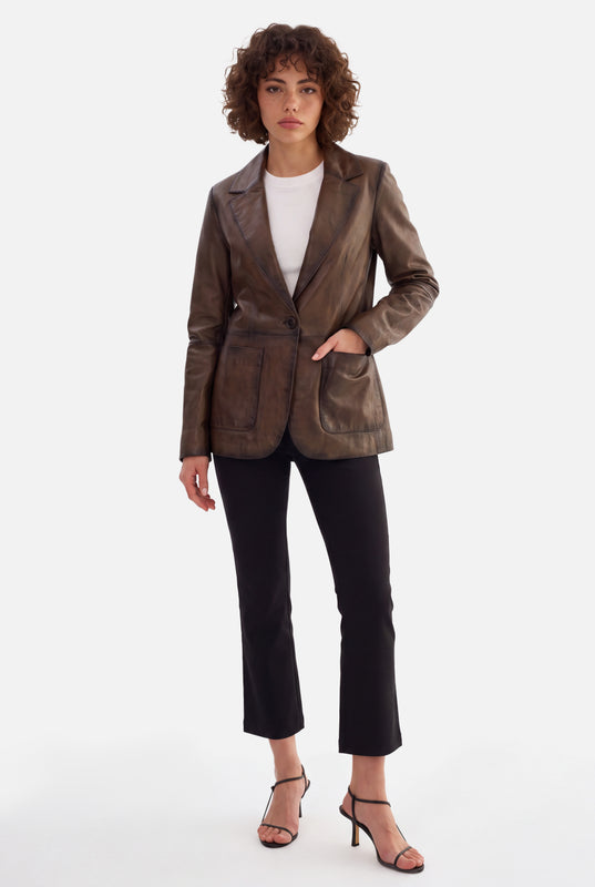 NOIAN - LEATHER BLAZER  - BRN EXOTIC