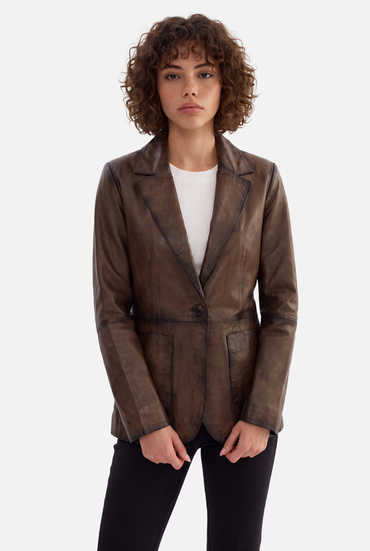 NOIAN - LEATHER BLAZER  - BRN EXOTIC