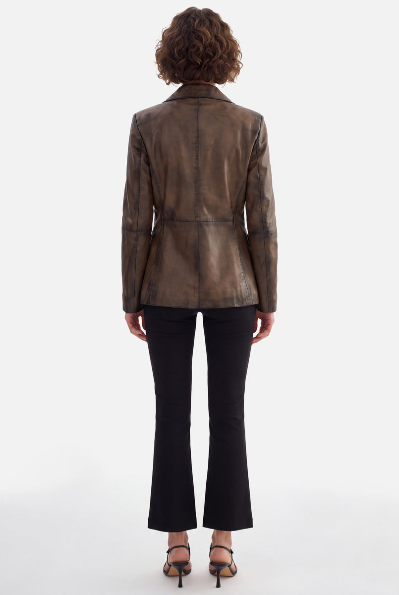 NOIAN - LEATHER BLAZER  - BRN EXOTIC