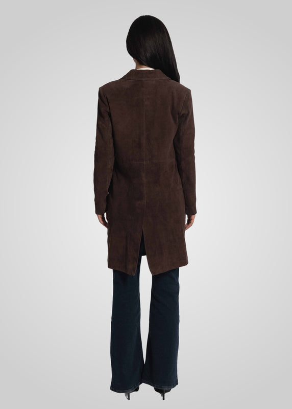 MELINDA - OVERSIZE KNEE LENGTH SUEDE BLAZER