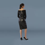 DALINA Leather Dress With Polyester Sleeves