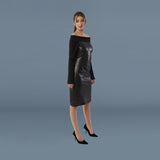 DALINA Leather Dress With Polyester Sleeves