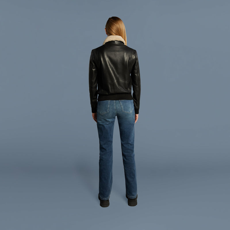 DIANE Leather Jacket With Fur Collar