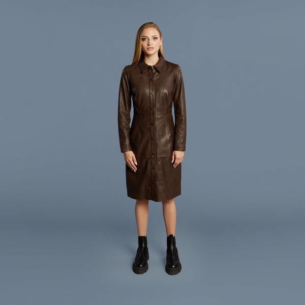 EMMA Leather Dress with Long Sleeves