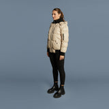 PIPER Cropped Leather Puffer Jacket With Hood