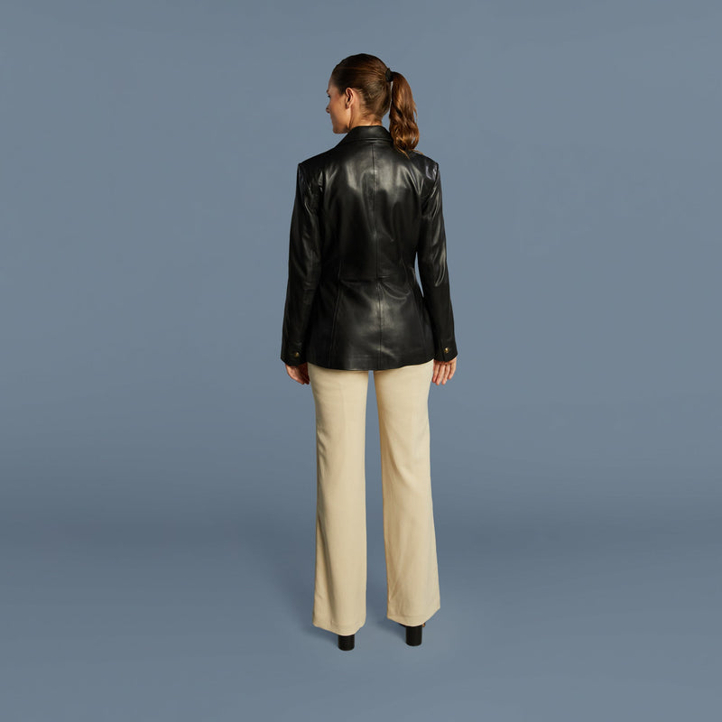 THEA Single Breasted Leather Blazer