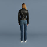 VALERIA Cropped Leather Jacket With Zippered Sleeves