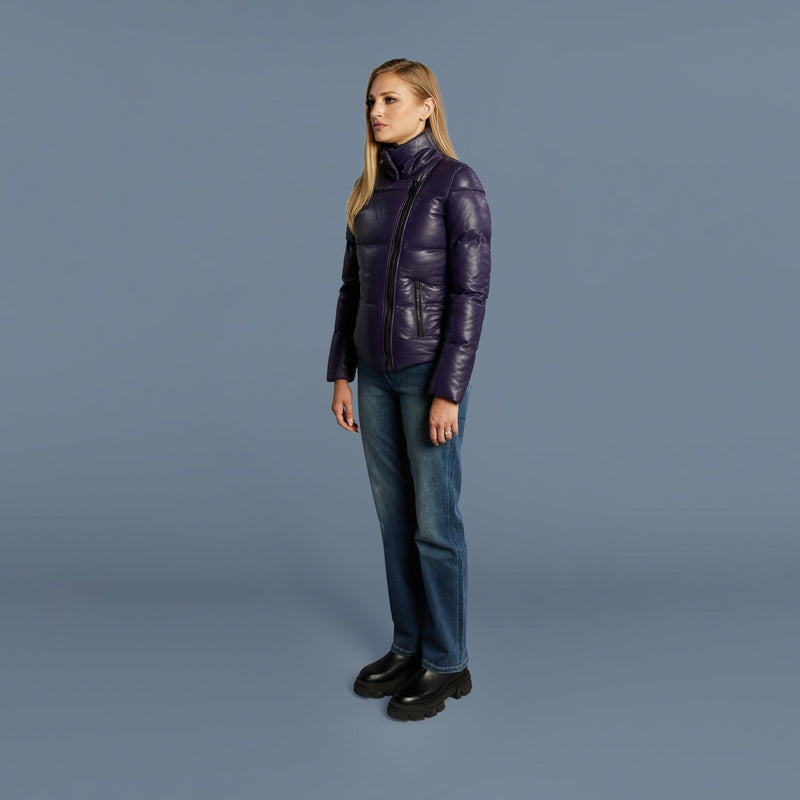 VICKY Leather Puffer Without Hood